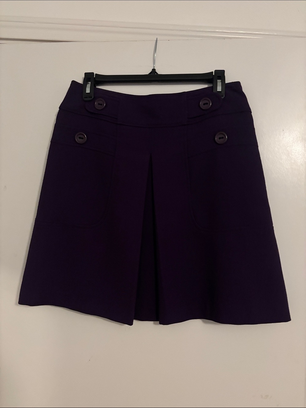 Women’s Mini Skirt in Deep Purple with Button Detail